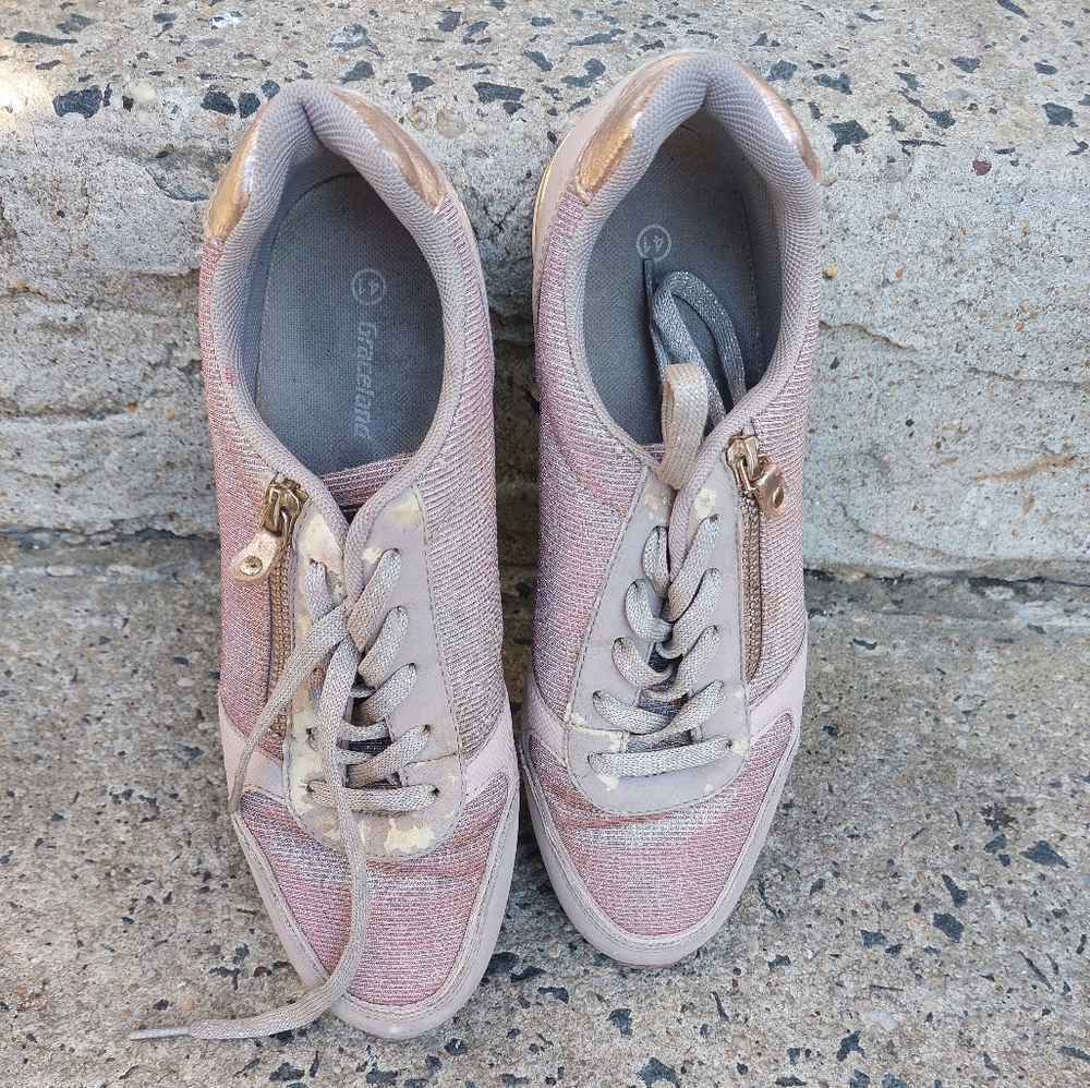 Shiny pink sneakers